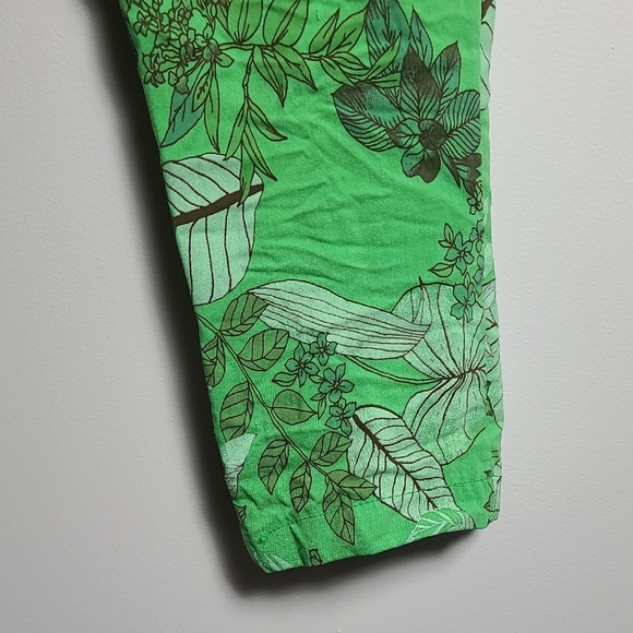 Venti6 Crinkle Green Tropical Print Jogger Drawstring Waist Pants Size Small - Picture 5 of 16